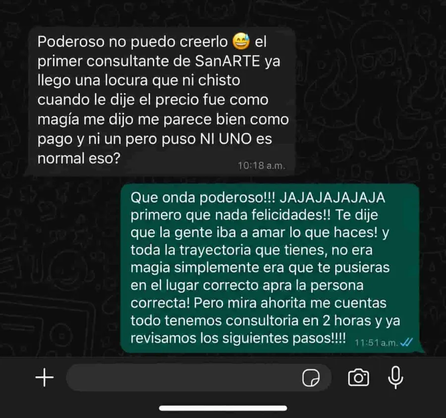 Mensaje de un alumno sobre sus resultados